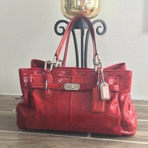 Coach Chelsea Jayden Patent Leather Ruby Red Hand Bag